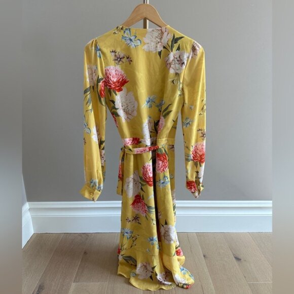 Yumi Kim Casanova Forever Yellow Floral Ruffle Wrap Dress – Small - Picture 4 of 14